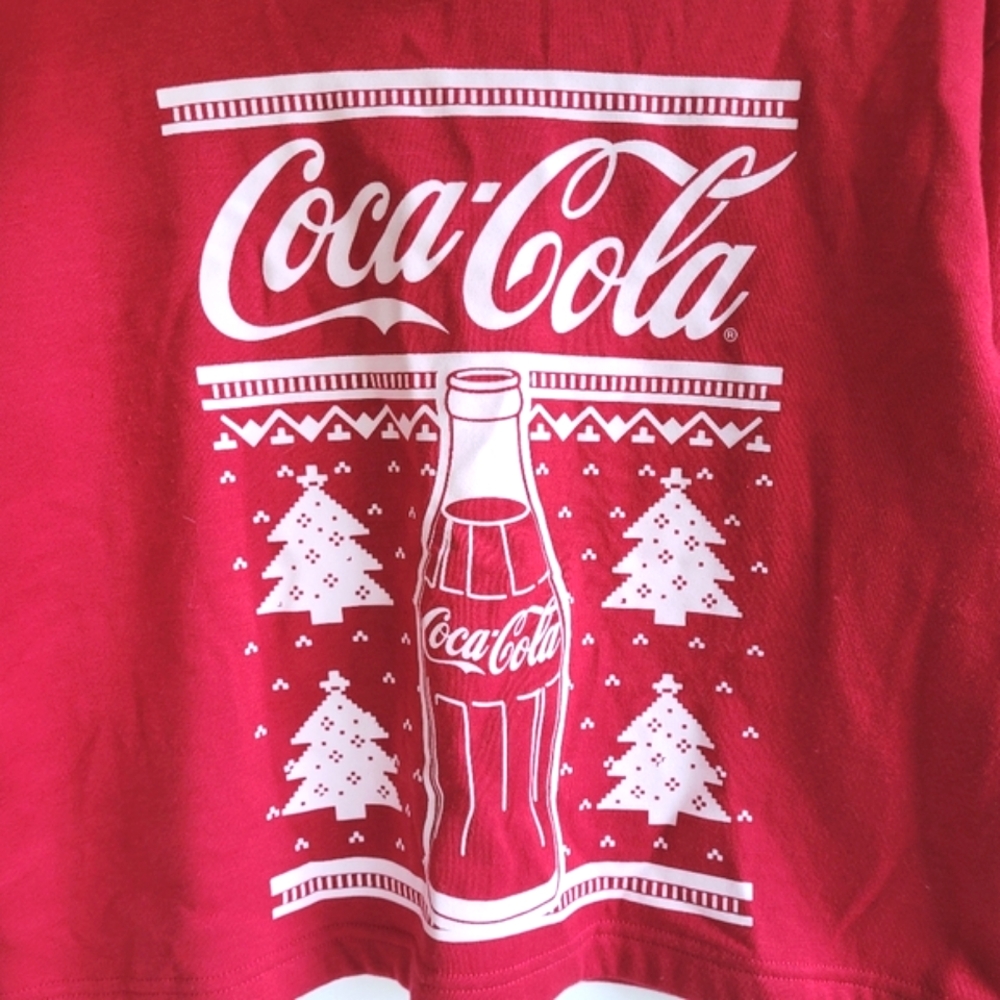 Coca-Cola Cropped Sweatshirt Hoodie Red Women's Medium Cozycore - Picture 4 of 5